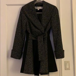 Trina Turk Jami Faux Suede Trim Wool Blend Coat